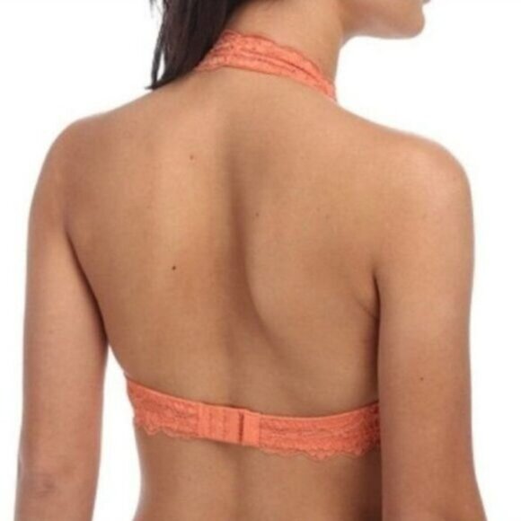 Free People Intimately Gallon Lace Halter Stretchy Boho Bra Bralette Orange S - Picture 2 of 6